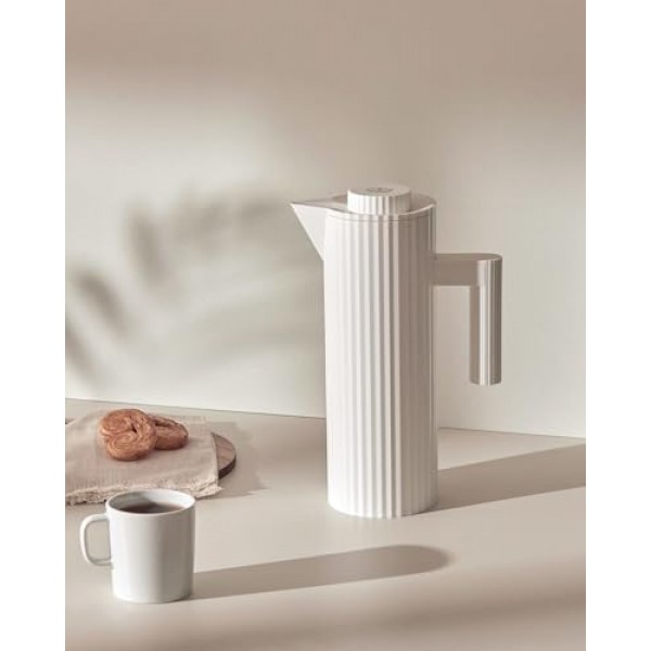 Alessi Plissé MDL12 G - 내부에 이중벽 열유리가 포함된 열가소성 수지 소재의 단열 주전자, 회색