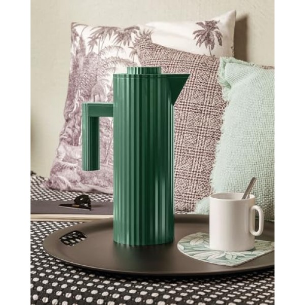 Alessi Plissé MDL12 G - 내부에 이중벽 열유리가 포함된 열가소성 수지 소재의 단열 주전자, 회색