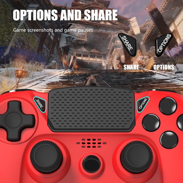 PS4용 Tefelan 무선 컨트롤러, 이중 진동/6축 자이로 센서/3.5mm 오디오 잭 기능이 있는 PS4/Pro/슬림 콘솔용 블루투스 게임 컨트롤러 게임 패드 조이스틱(빨간색)