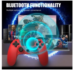 PS4용 Tefelan 무선 컨트롤러, 이중 진동/6축 자이로 센서/3.5mm 오디오 잭 기능이 있는 PS4/Pro/슬림 콘솔용 블루투스 게임 컨트롤러 게임 패드 조이스틱(빨간색)