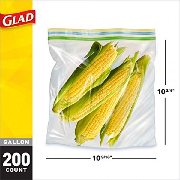 Glad 지퍼 비닐 봉투 - 갤런 - 50개수