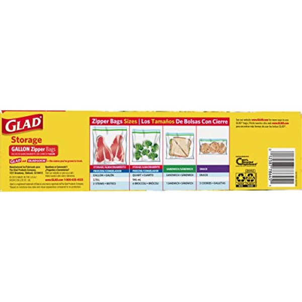 Glad 지퍼 비닐 봉투 - 갤런 - 50개수