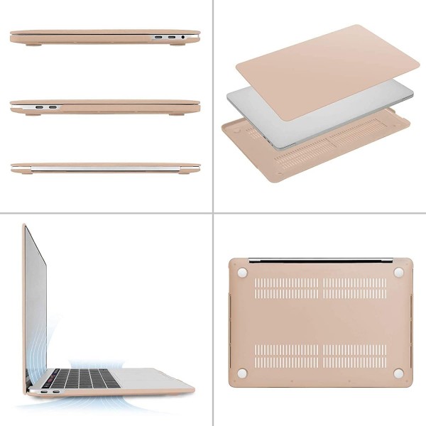 MOSISO 케이스 MacBook Pro 13 인치 2023 2022 2021-2016 M2 M1 A2338/A2289/A2251/A2159/A1989/A1706/A1708, 플라스틱 하드 쉘 및 키보드 보호기 및 화면 보호기 및 보관 가방, 낙타