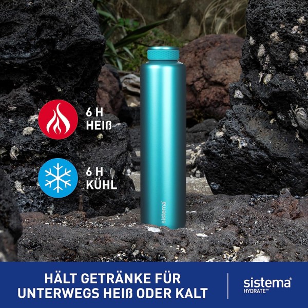 Sistema Hydrate 스테인레스 스틸 물병 | 600ml | BPA 무료 | 이중 벽 진공 절연 금속 물병 | Keeps Liquid Hot & Cool 600ml 모듬
