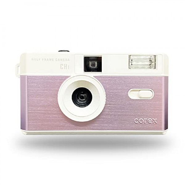 하프 프레임 재사용 가능한 35mm 카메라 CH1, 플래시 내장 및 35mm 컬러 네거티브 또는 흑백 필름과 호환 가능(필름 및 배터리는 포함되지 않음)(투투 핑크) 한정판 무료 