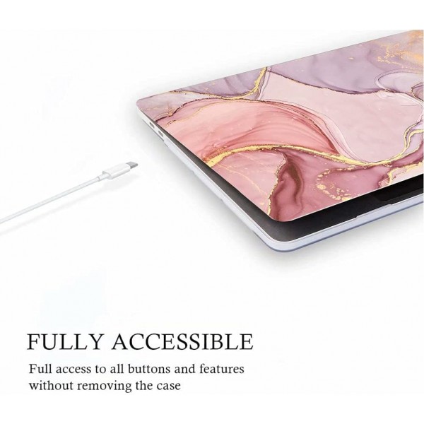 Fancity MacBook Pro 13인치 케이스 2020 2021 2022, M2 M1 A2338 A2289 A2251 A2159 A1989 A1706과 호환되는 Fancity - Touch Bar 2016-2022 MacBook Pro 13과 호환되는 플라스틱 하드 케이스, Marble Pink Pro
