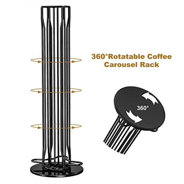 ZECENN 커피 포드 홀더, 네스프레소 OriginalLine과 호환되는 커피 포드 보관 주최자, 회전식 커피 캡슐 회전목마, 조리대 커피 스테이션 주최자 -블랙/40 포드