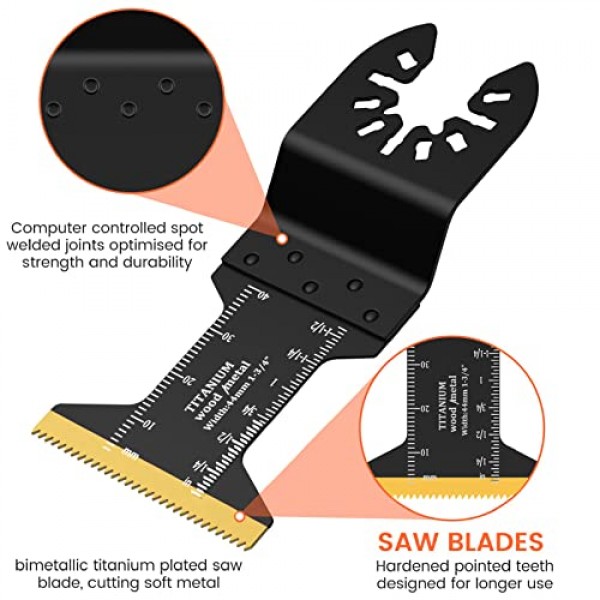 티타늄 진동 도구 블레이드 4PCS 멀티 도구 블레이드 키트 Dewalt, Rockwell, Milwaukee, Bosch 등과 호환되는 금속 목재 플라스틱 용 진동 톱 블레이드.