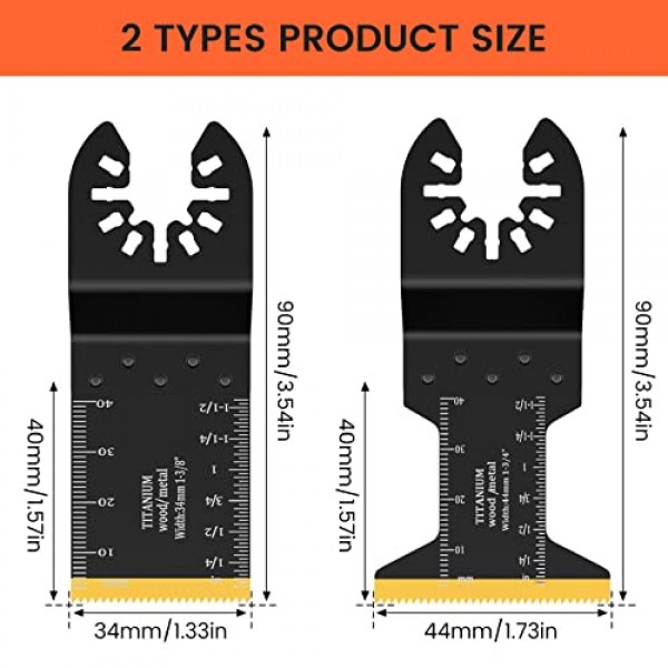 티타늄 진동 도구 블레이드 4PCS 멀티 도구 블레이드 키트 Dewalt, Rockwell, Milwaukee, Bosch 등과 호환되는 금속 목재 플라스틱 용 진동 톱 블레이드.