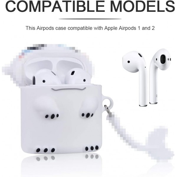 AirPods 만화 실리콘 케이스, AirPod 2 보호 케이스에 적합 Apple AirPods 충전 보호 케이스와 호환되는 Bluetooth 헤드셋 케이스(흑백 1개)