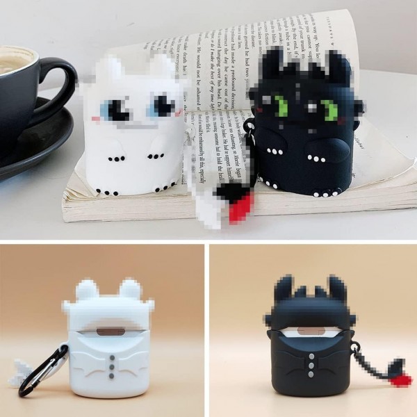 AirPods 만화 실리콘 케이스, AirPod 2 보호 케이스에 적합 Apple AirPods 충전 보호 케이스와 호환되는 Bluetooth 헤드셋 케이스(흑백 1개)