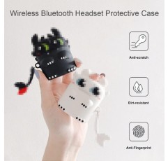 AirPods 만화 실리콘 케이스, AirPod 2 보호 케이스에 적합 Apple AirPods 충전 보호 케이스와 호환되는 Bluetooth 헤드셋 케이스(흑백 1개)