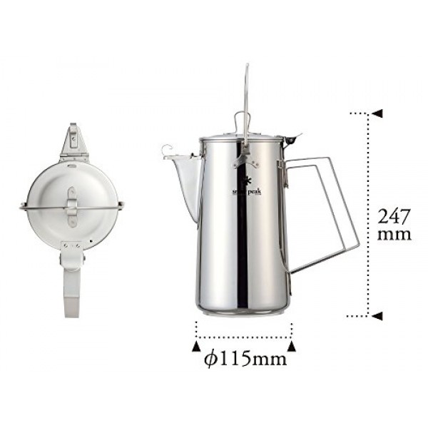 Snow Peak Men's Stainless Steel Upright Kettle, Stainless Steel, Silver, One Size : Home & Kitchen