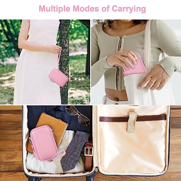 KODAK EKTAR H35/ H35N/ M35/ F9/ M38 하프 프레임 필름 카메라용 Canboc 휴대용 여행용 케이스, 포인트 앤 샷 카메라 가방, 필름에 맞는 지퍼 메쉬 포켓, 배터리, USB 케이블, 핑크(