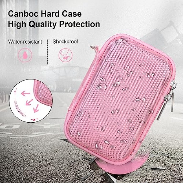 KODAK EKTAR H35/ H35N/ M35/ F9/ M38 하프 프레임 필름 카메라용 Canboc 휴대용 여행용 케이스, 포인트 앤 샷 카메라 가방, 필름에 맞는 지퍼 메쉬 포켓, 배터리, USB 케이블, 핑크(