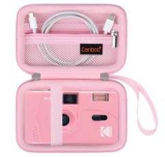 KODAK EKTAR H35/ H35N/ M35/ F9/ M38 하프 프레임 필름 카메라용 Canboc 휴대용 여행용 케이스, 포인트 앤 샷 카메라 가방, 필름에 맞는 지퍼 메쉬 포켓, 배터리, USB 케이블, 핑크(