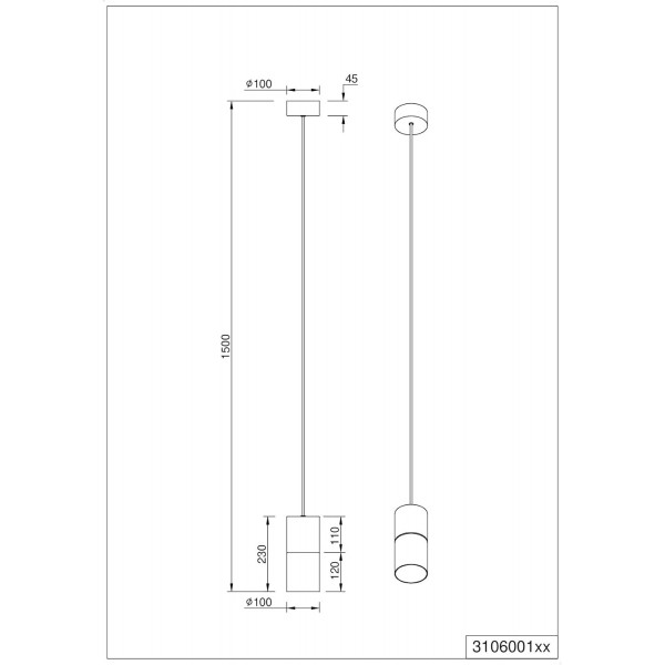 Trio Leuchten Robin 310600132 펜던트 라이트 매트 블랙 메탈 훈제 유리 제외. 단일 불꽃이 있는 1 x E27 펜던트 조명