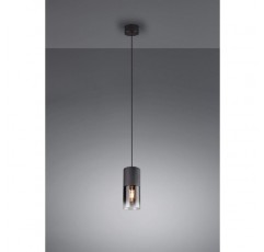Trio Leuchten Robin 310600132 펜던트 라이트 매트 블랙 메탈 훈제 유리 제외. 단일 불꽃이 있는 1 x E27 펜던트 조명