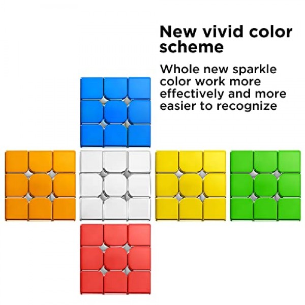 D-FantiX 자기 거울 반사 속도 큐브 3x3x3, 사이클론 소년 오리지널 스티커가없는 매직 큐브, 3D 두뇌 티저 큐브, 어린이 성인을위한 맞춤형 반짝이 큐브 퍼즐 선물 ​​(56m