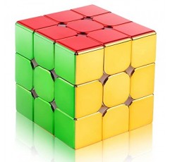 D-FantiX 자기 거울 반사 속도 큐브 3x3x3, 사이클론 소년 오리지널 스티커가없는 매직 큐브, 3D 두뇌 티저 큐브, 어린이 성인을위한 맞춤형 반짝이 큐브 퍼즐 선물 ​​(56m