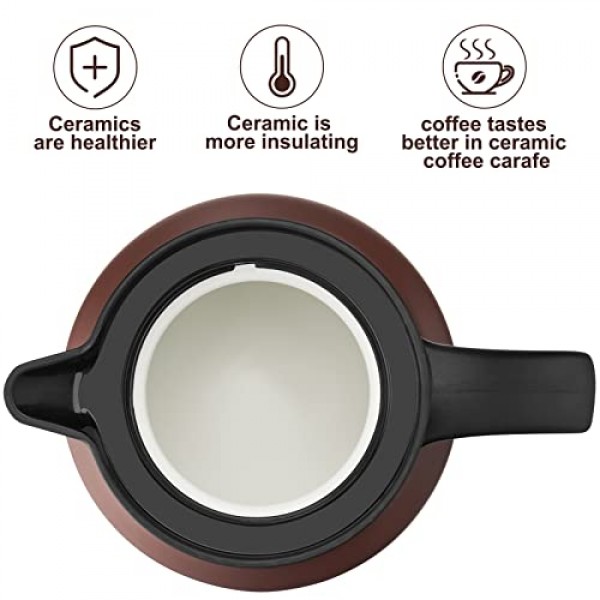 세라믹 라이너가 포함된 PARACITY 열 커피 카라페/차 주전자 27 OZ, 뜨거운 음료용 탈착식 스테인레스 스틸 필터가 있는 소형 커피 보온병 여행, 이중벽 절연 커피 투수