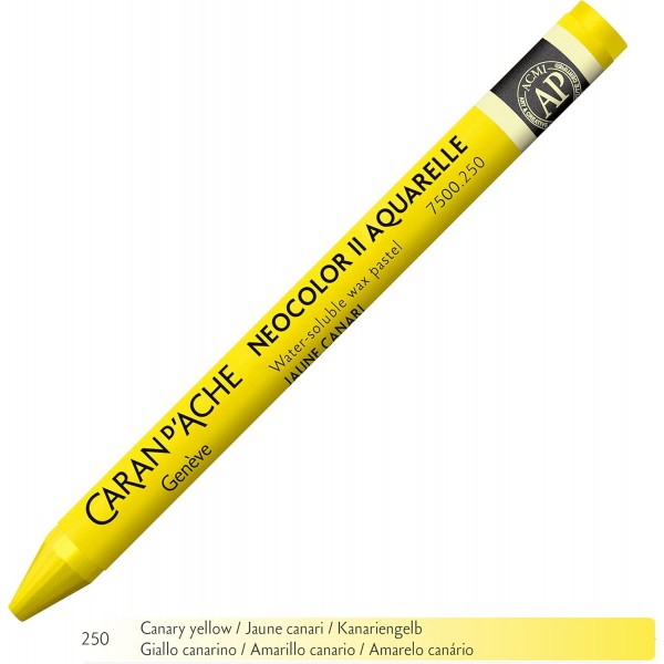 Caran d'Ache NEOCOLOR II 250 CANARIUM YELLOW (7500.250) / 파스텔 10개(1팩) / 수용성 왁스제/ 종이 골판지용 유리목 가죽 패브릭 스톤