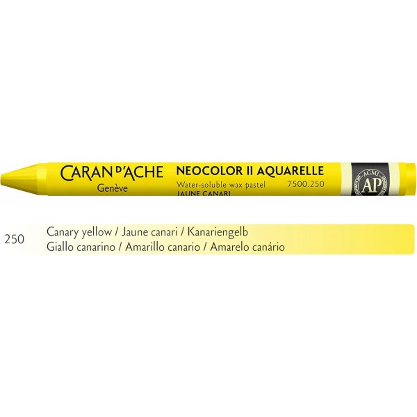 Caran d'Ache NEOCOLOR II 250 CANARIUM YELLOW (7500.250) / 파스텔 10개(1팩) / 수용성 왁스제/ 종이 골판지용 유리목 가죽 패브릭 스톤