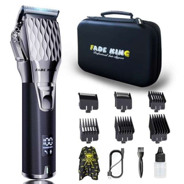 FADEKING® 남성용 전문 이발기 + 남성용 올인원 수염 트리머 IPX7 방수, 무선 이발기 및 트리머 세트