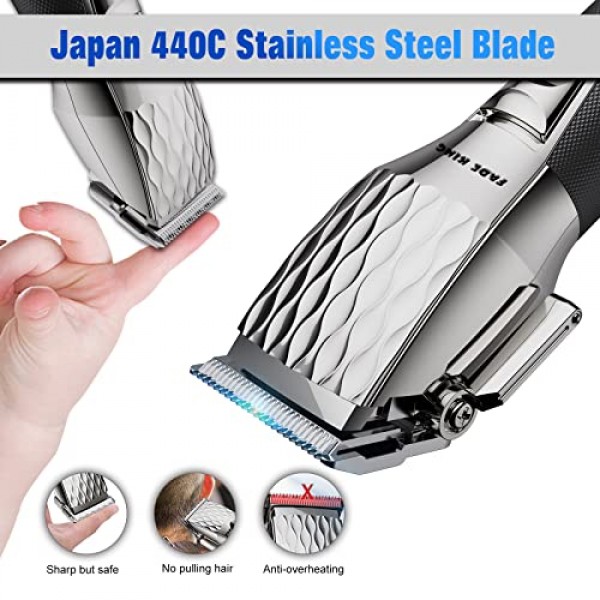 FADEKING® 남성용 전문 이발기 + 남성용 올인원 수염 트리머 IPX7 방수, 무선 이발기 및 트리머 세트