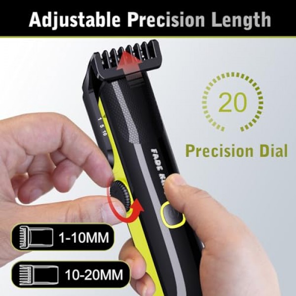 FADEKING® 남성용 전문 이발기 + 남성용 올인원 수염 트리머 IPX7 방수, 무선 이발기 및 트리머 세트