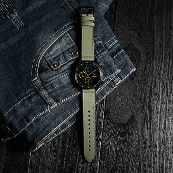 남성과 여성을위한 Anbeer 20mm 22mm 시계 밴드, 스테인레스 버클이있는 정품 가죽 하이브리드 실리콘 교체 시계 스트랩