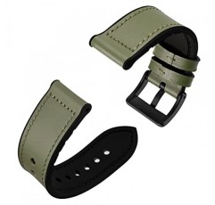 남성과 여성을위한 Anbeer 20mm 22mm 시계 밴드, 스테인레스 버클이있는 정품 가죽 하이브리드 실리콘 교체 시계 스트랩