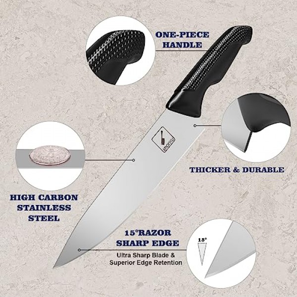 imarku 칼 세트, 블록이 포함된 식기세척기 안전 주방 칼 세트, 16개 스테인레스 스틸 요리사 칼 세트, 주방용 날카로운 칼 세트, 인체 공학적 손잡이가 있는 칼 블록 세