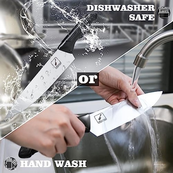 imarku 칼 세트, 블록이 포함된 식기세척기 안전 주방 칼 세트, 16개 스테인레스 스틸 요리사 칼 세트, 주방용 날카로운 칼 세트, 인체 공학적 손잡이가 있는 칼 블록 세