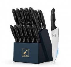 imarku 칼 세트, 블록이 포함된 식기세척기 안전 주방 칼 세트, 16개 스테인레스 스틸 요리사 칼 세트, 주방용 날카로운 칼 세트, 인체 공학적 손잡이가 있는 칼 블록 세