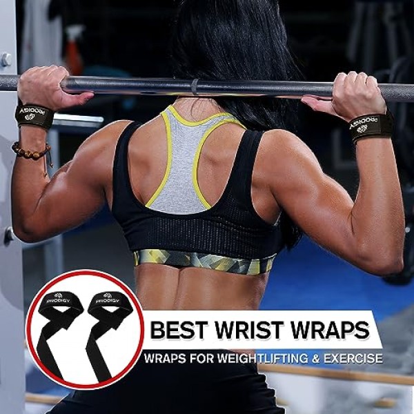 근력 훈련, 보디빌딩, 파워리프팅, 크로스핏, 슈러그, 바벨, 데드리프트, 풀업, 추가 그립 지원을 위한 프리미엄 역도 손목 스트랩 - 23인치 면 패딩