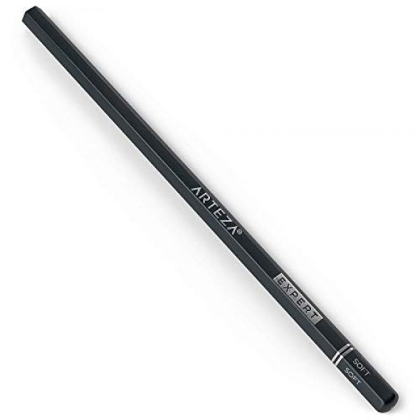 ARTEZA 숯 연필 세트, 검정색 연필 3개 – 소프트, 미디엄, 하드, 흰색 연필 1개 – 미디엄, 드로잉, 스케치 및 셰이딩용 미술 용품