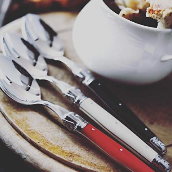 Laguiole Andre Verdier 데뷔 24피스 플랫웨어 세트, 스테이크 나이프, 포크, 수프 스푼, 티스푼, ​​팬 믹스, 프랑스산