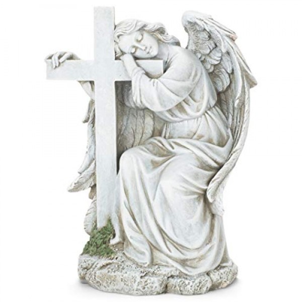 Joseph's Studio by Roman - 컬렉션, 10인치 십자가에 기대어 있는 H 천사, 레진으로 제작, 높은 수준의 장인정신과 디테일에 대한 관심, 내구성 및 오래 지속