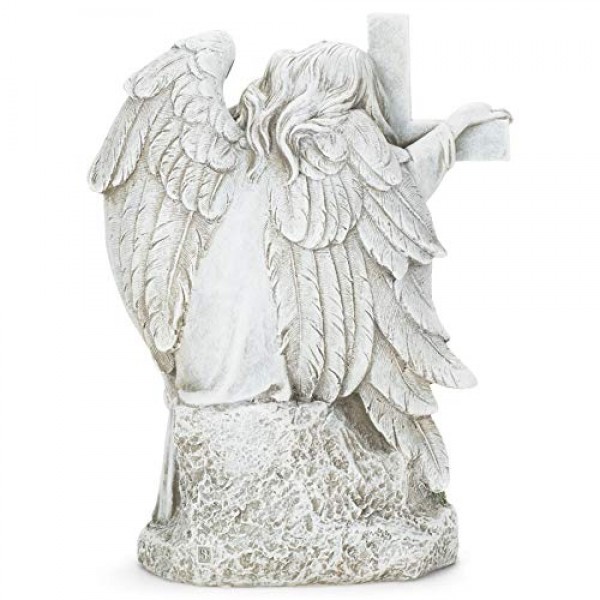 Joseph's Studio by Roman - 컬렉션, 10인치 십자가에 기대어 있는 H 천사, 레진으로 제작, 높은 수준의 장인정신과 디테일에 대한 관심, 내구성 및 오래 지속