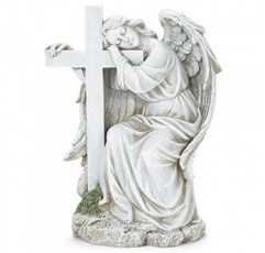 Joseph's Studio by Roman - 컬렉션, 10인치 십자가에 기대어 있는 H 천사, 레진으로 제작, 높은 수준의 장인정신과 디테일에 대한 관심, 내구성 및 오래 지속