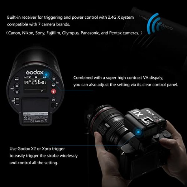 GODOX AD300Pro 야외 플래시 스트로브 모노라이트, 300Ws 2.4G TTL HSS 1/8000s 휴대용 플래시 스피드라이트(바이컬러 모델링 램프 및 사진 촬영용 충전식 리튬 배터리 포함) 야외