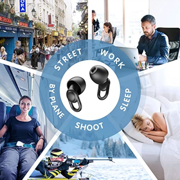 소음 감소용 실리콘 귀마개 - 수면, 소음 민감성 및 비행을 위한 재사용 가능한 부드럽고 편안한 귀마개 - XS/S/M/L 이어팁 16개, 여행용 박스 2개 포함 - 33dB 소음 차단(검