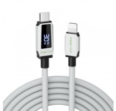 USB C-라이트닝 케이블(디스플레이 포함) 6.6 FT MFi 인증 실리콘 iPhone 고속 충전 코드 PD 30W iPhone 14 13 12 11 Pro Max XS XR X 8 7 Plus AirPods Pro 등과 호환 가능