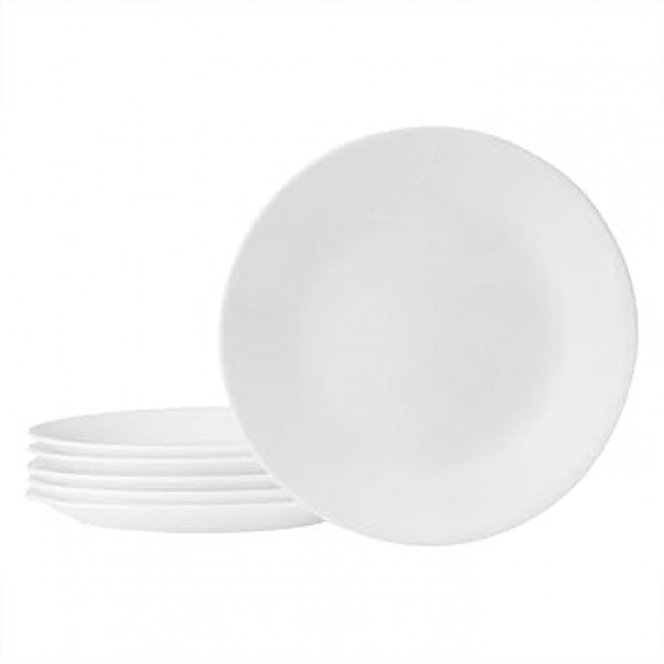 Corelle Vitrelle 6피스 샐러드 애피타이저 접시 세트, 삼중 유리 및 칩 방지, 6-3/4인치 경량 원형 접시, 겨울 프로스트 화이트