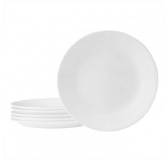 Corelle Vitrelle 6피스 샐러드 애피타이저 접시 세트, 삼중 유리 및 칩 방지, 6-3/4인치 경량 원형 접시, 겨울 프로스트 화이트