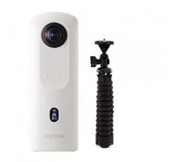 RICOH Theta SC2 360도 4K 구형 VR 카메라(화이트) 유연한 10인치 스파이더 삼각대가 포함된 번들(2개 품목)