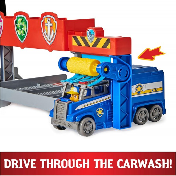 스핀 마스터 Paw Patrol Big Truck Pups Big Garage Truck Stop HQ + 차량 체이스 트럭