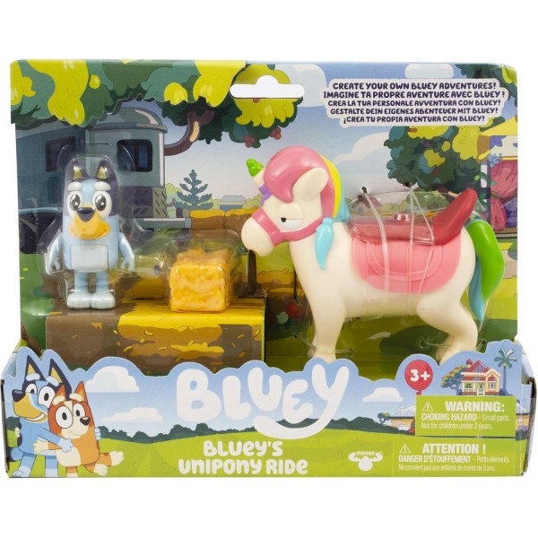 Giochi Preziosi BLY12200 Bluey Figure and Horse, 멀티컬러, 액세서리로 안장과 스툴 포함, 3세 이상 어린이용