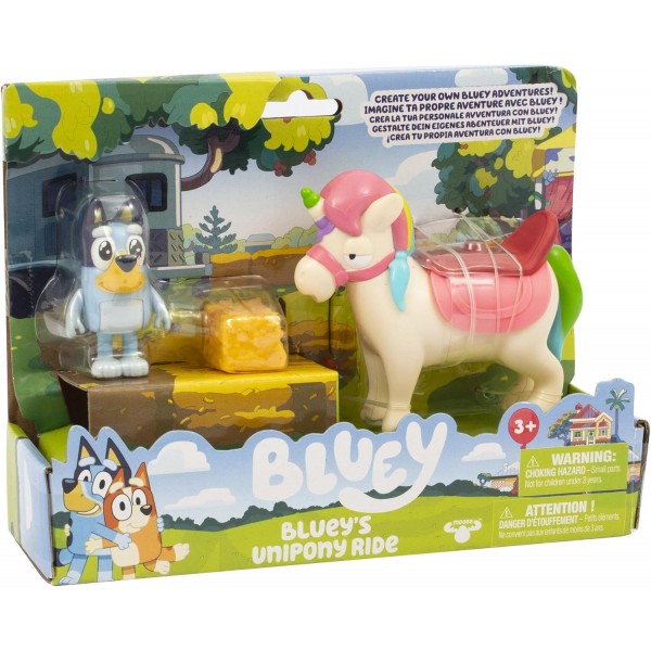 Giochi Preziosi BLY12200 Bluey Figure and Horse, 멀티컬러, 액세서리로 안장과 스툴 포함, 3세 이상 어린이용